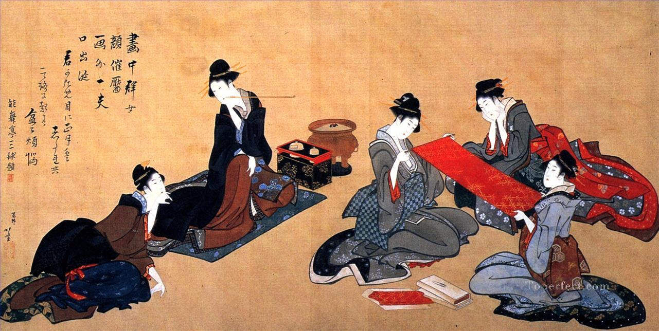 portrait of chino hyogo seated at his writing desk Katsushika Hokusai Ukiyoe Oil Paintings